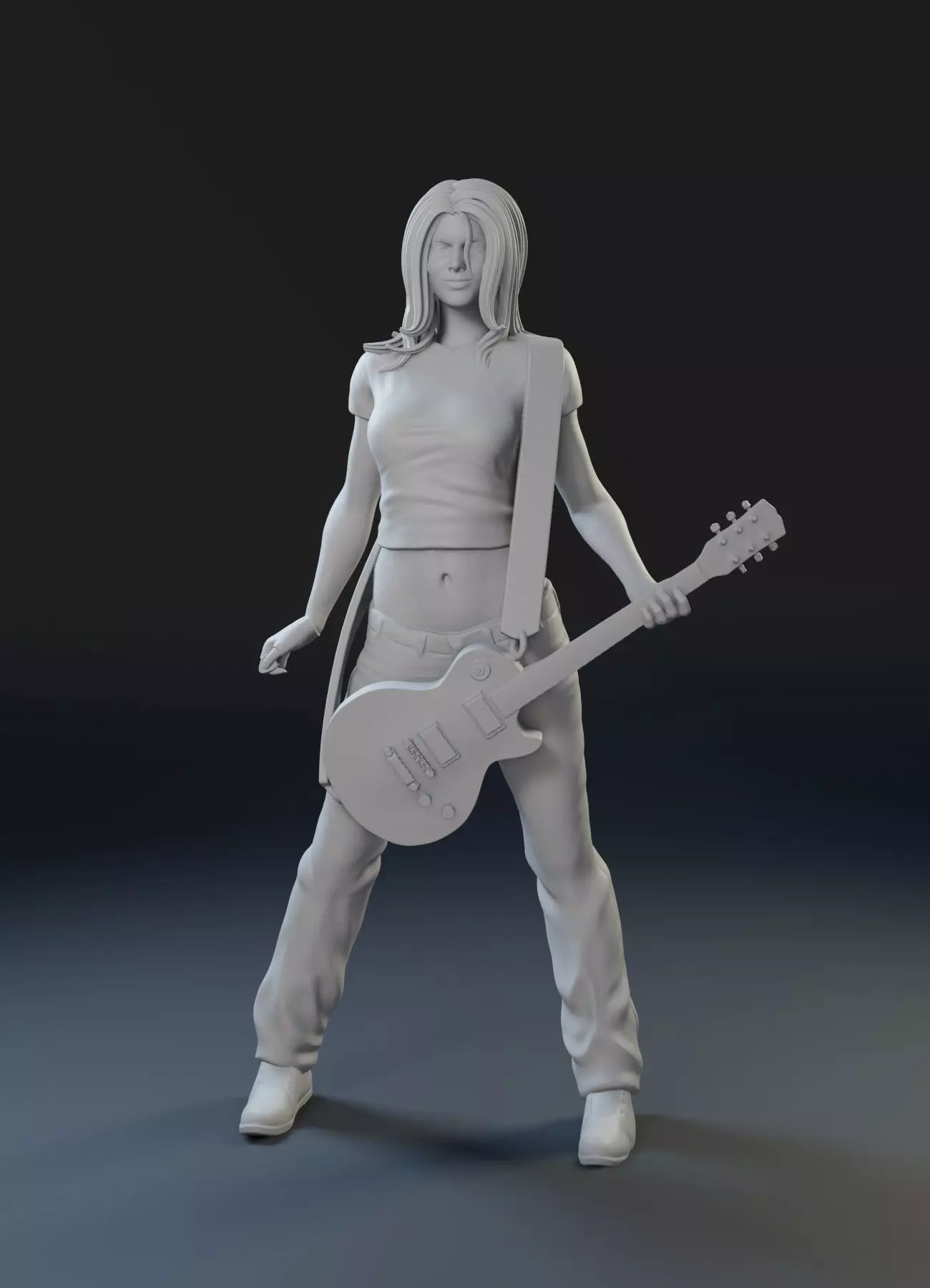 Girl with a guitar 3D print model