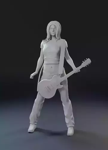 Girl with a guitar 3D print model
