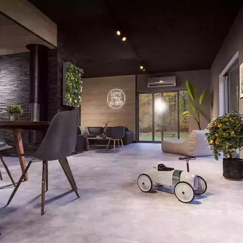 Industrial with wood Interior Cinema 4d  corona renderer 3D model