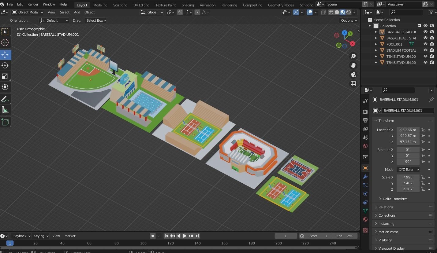 Low Poly Stadium Pack Low-poly 3D model_6