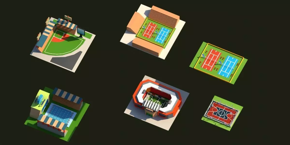 Low Poly Stadium Pack Low-poly 3D model_0