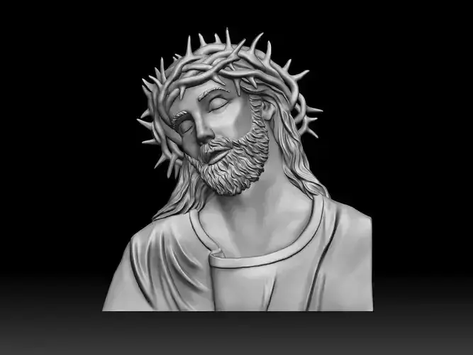 Jesus head bas relief 3D print model