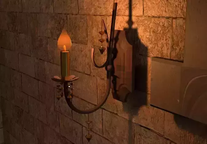 Candlestick wall sconce with candle