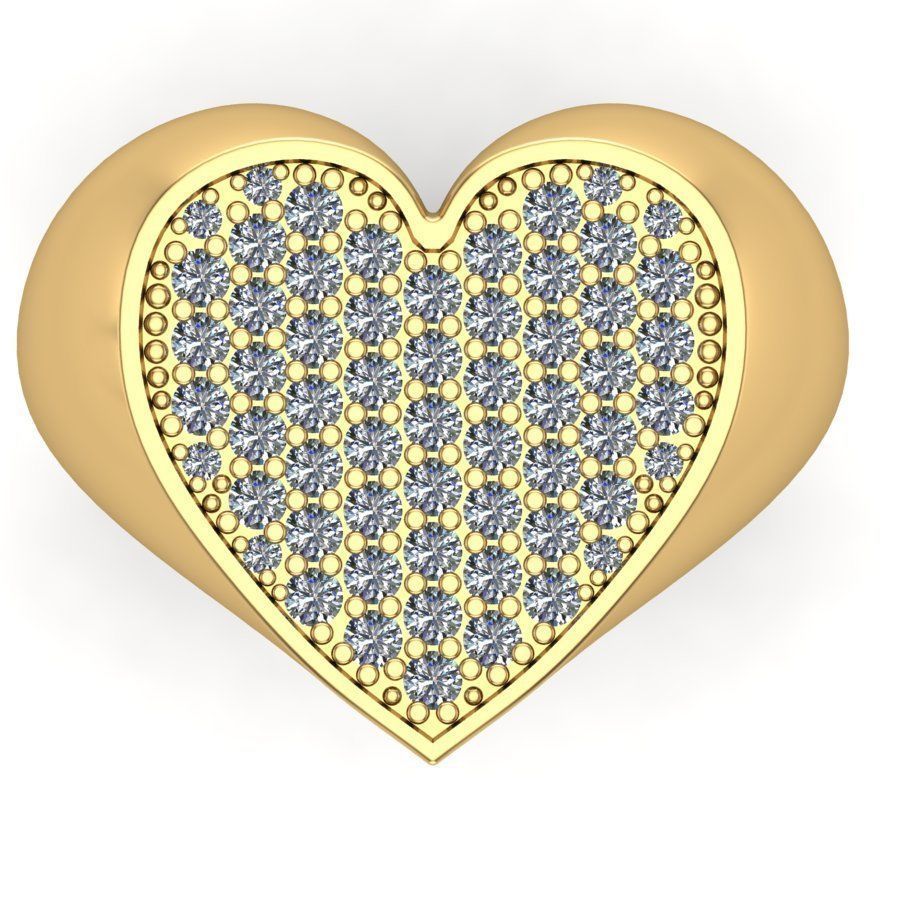 Signet rings set HEART top  3D print model_4