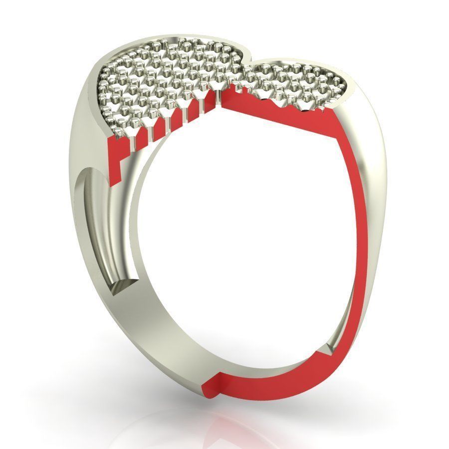 Signet rings set HEART top  3D print model_9