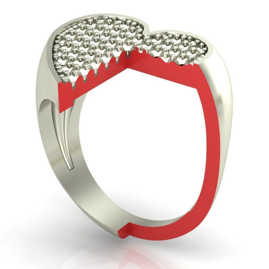 Signet rings set HEART top  3D print model_8