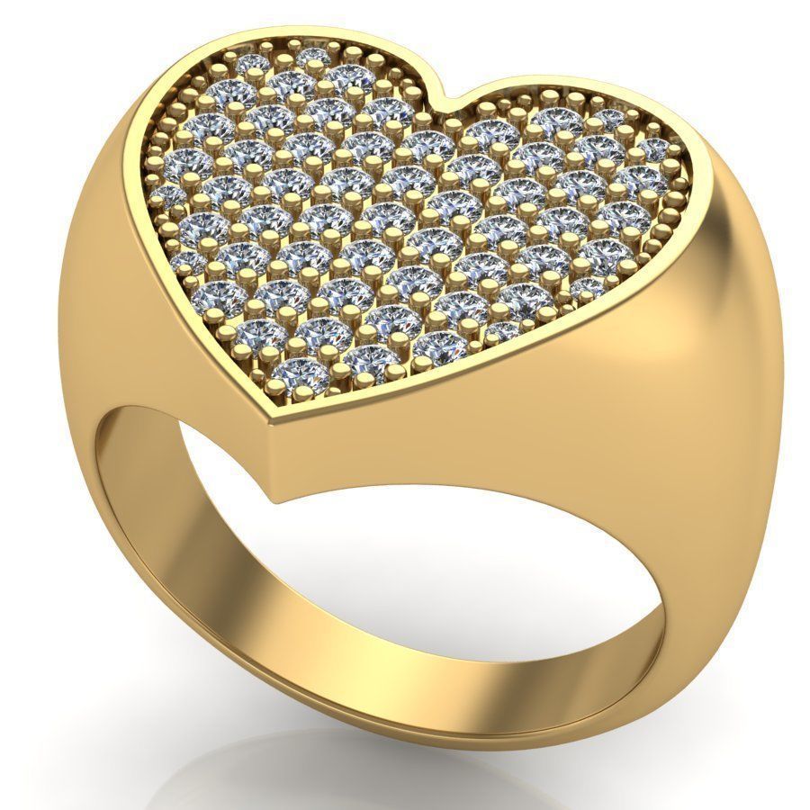 Signet rings set HEART top  3D print model_3