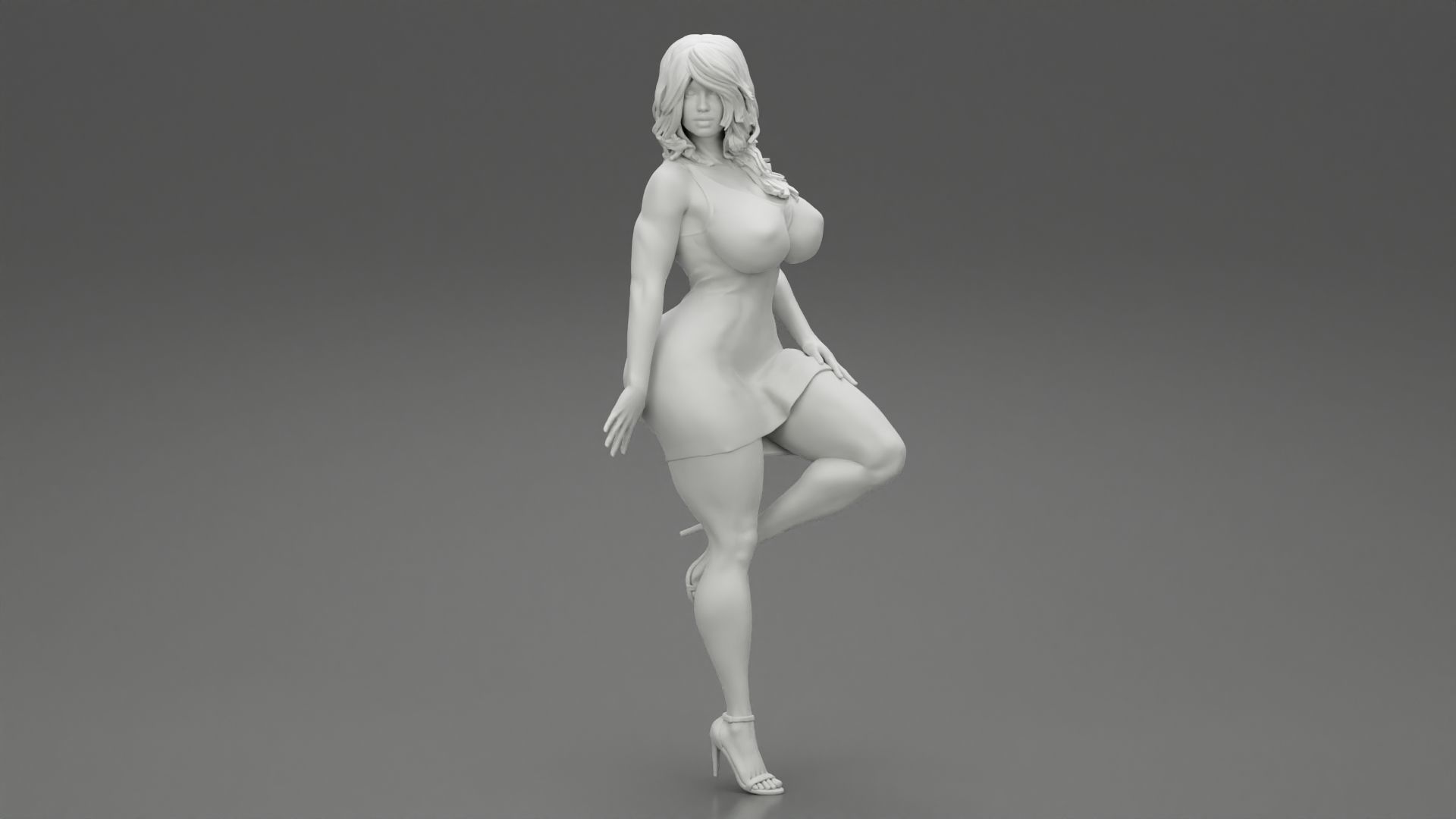 Sexy Secretary Leaning Against the Wall 3D print model_7