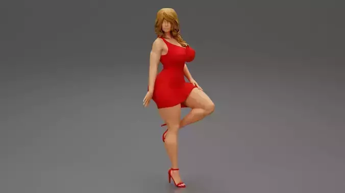 Sexy Secretary Leaning Against the Wall 3D print model