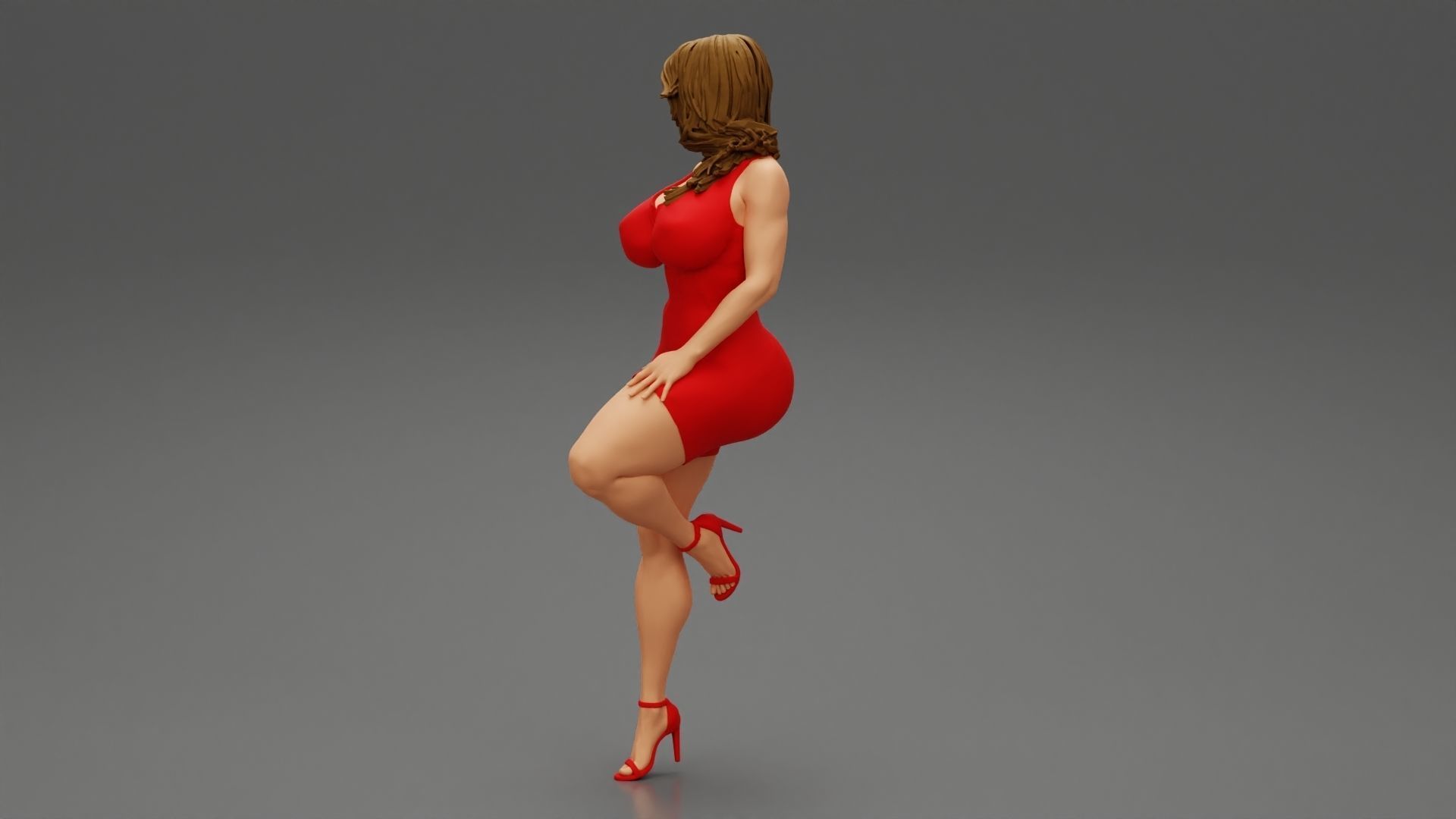 Sexy Secretary Leaning Against the Wall 3D print model_4