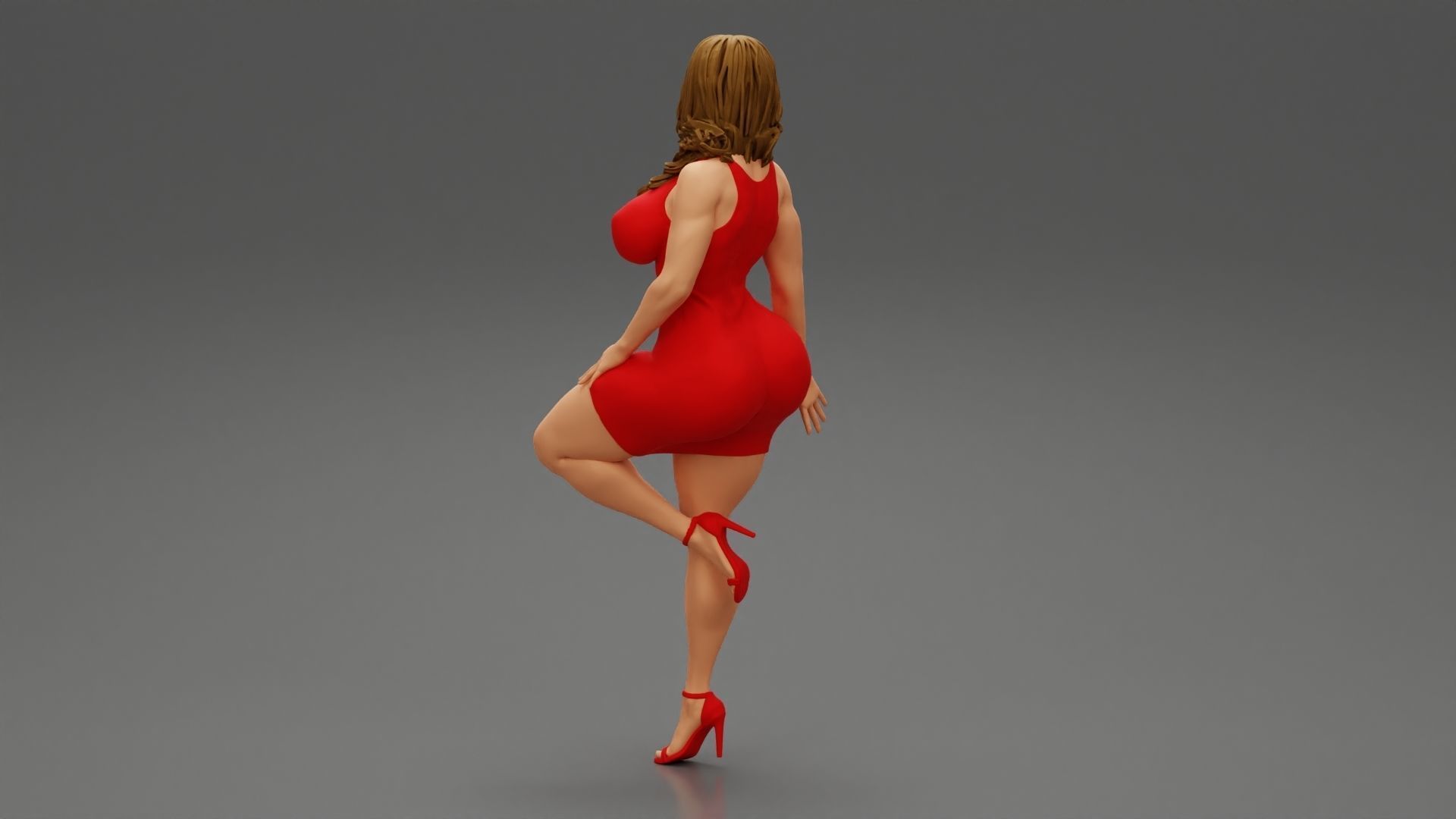 Sexy Secretary Leaning Against the Wall 3D print model_2