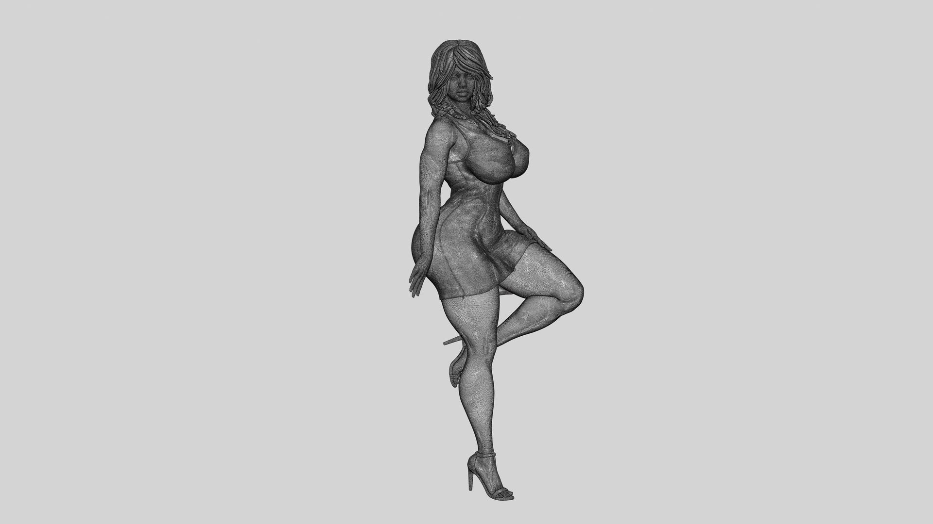 Sexy Secretary Leaning Against the Wall 3D print model_12