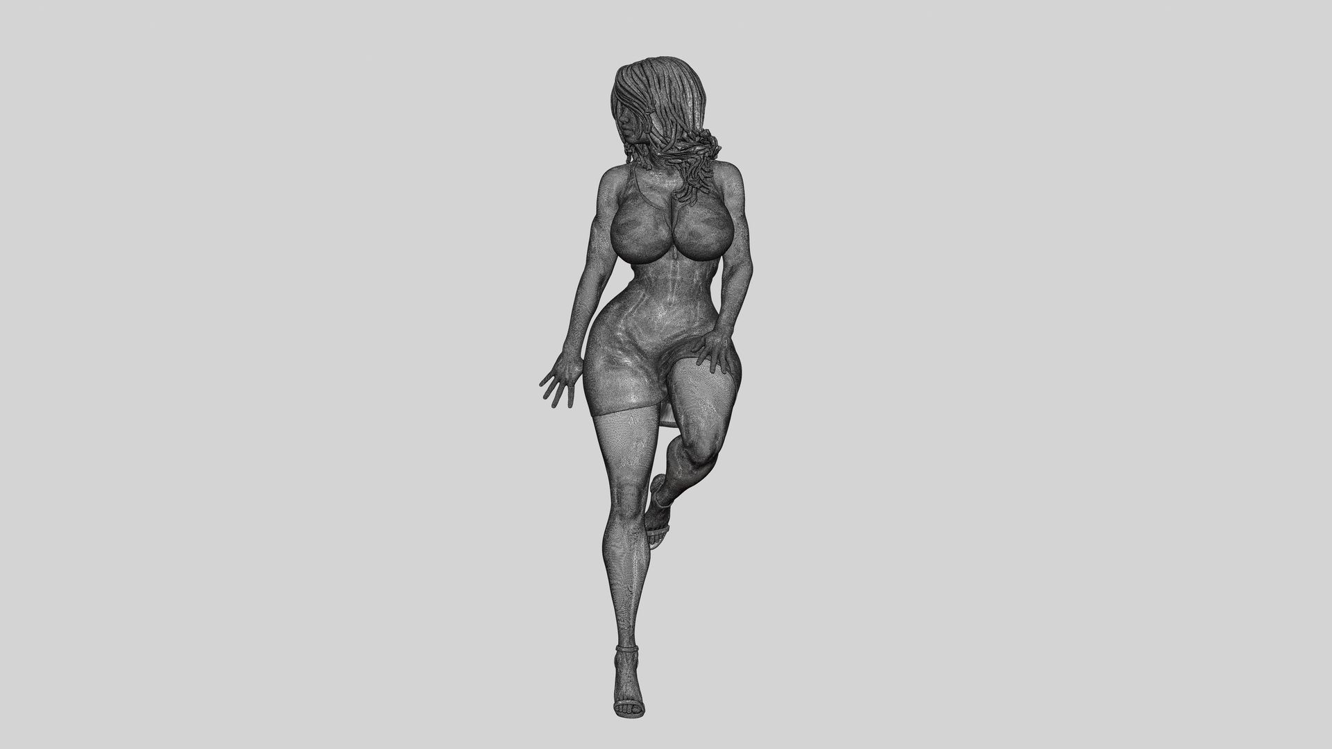 Sexy Secretary Leaning Against the Wall 3D print model_13