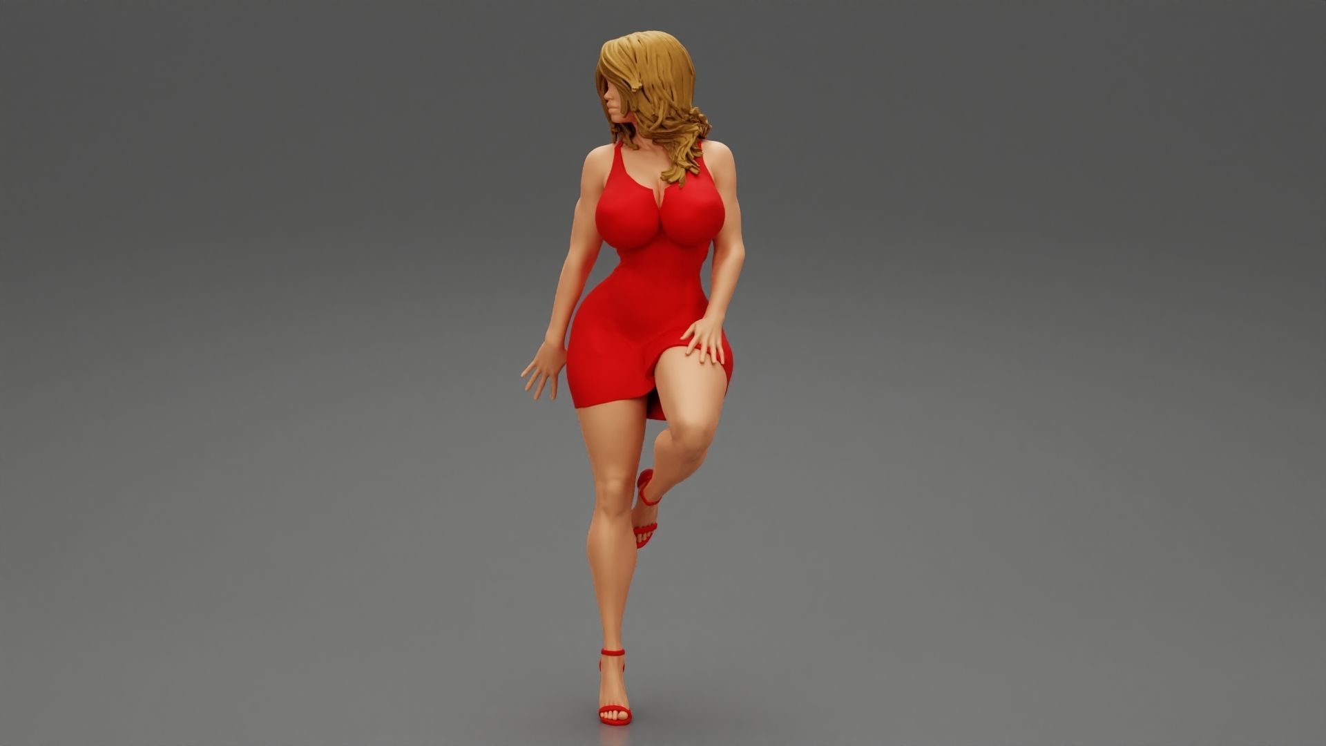 Sexy Secretary Leaning Against the Wall 3D print model_1