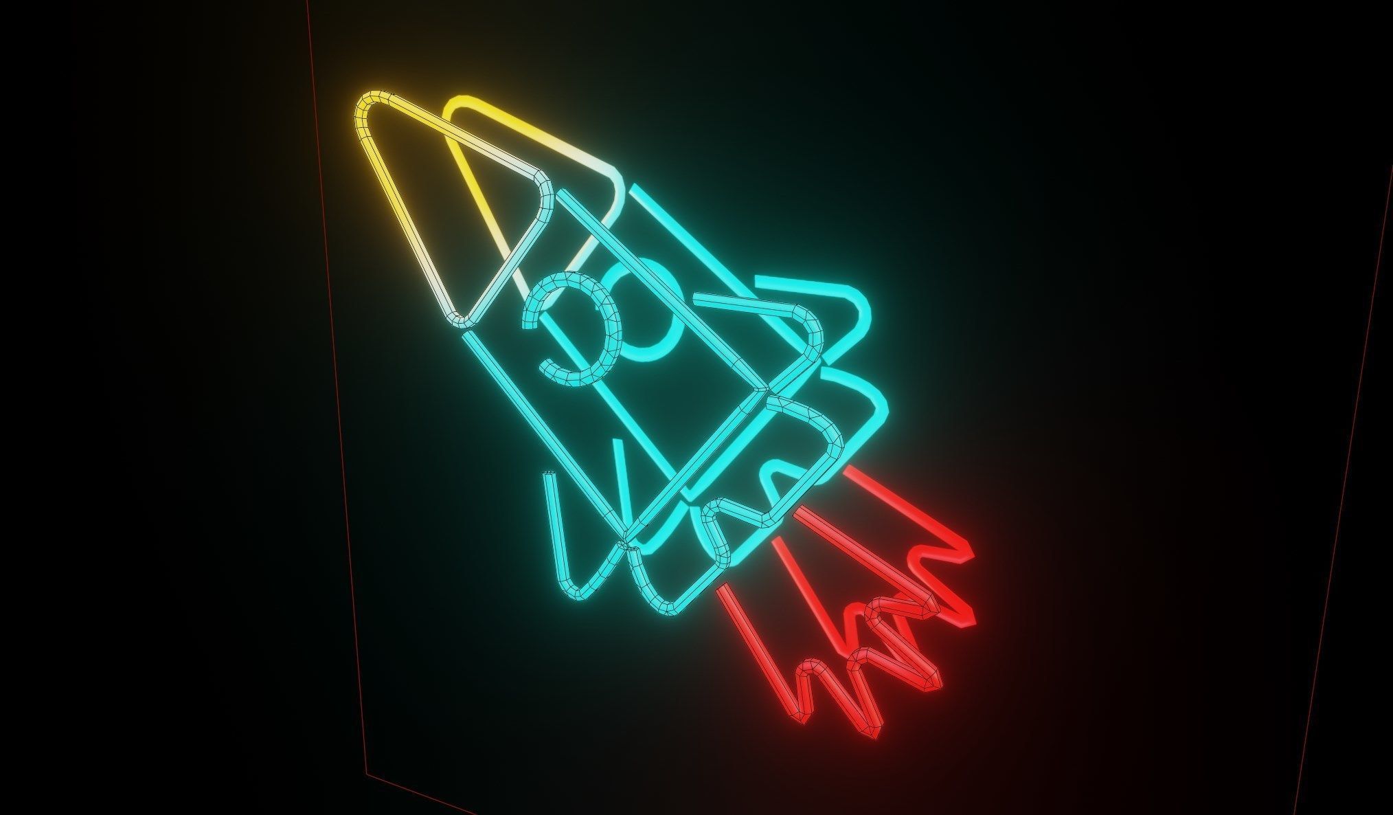 Neon Rocket p3 decoration Low-poly 3D model_2