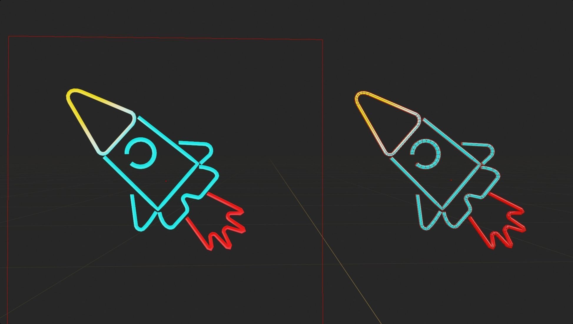 Neon Rocket p3 decoration Low-poly 3D model_9