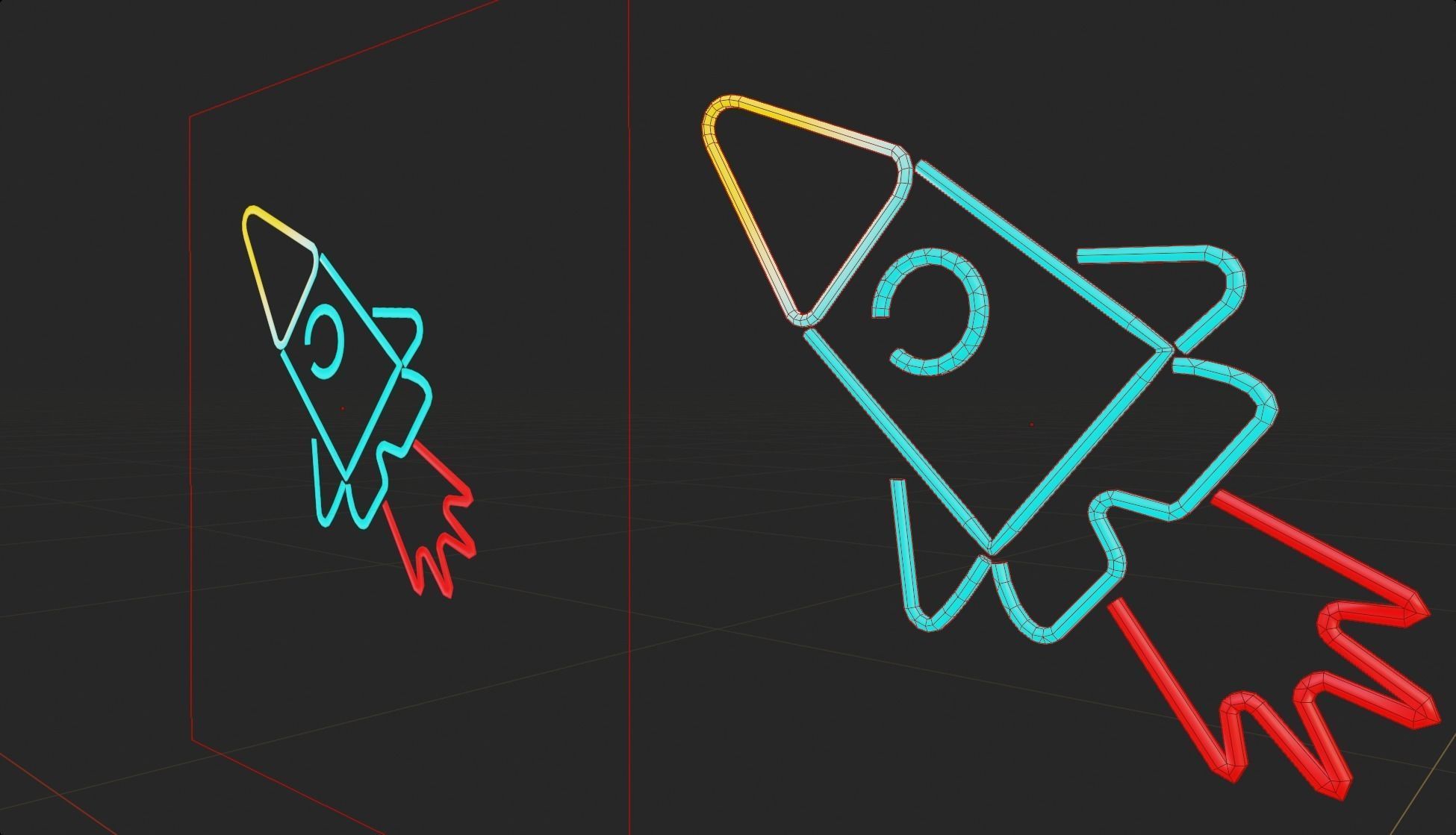 Neon Rocket p3 decoration Low-poly 3D model_7