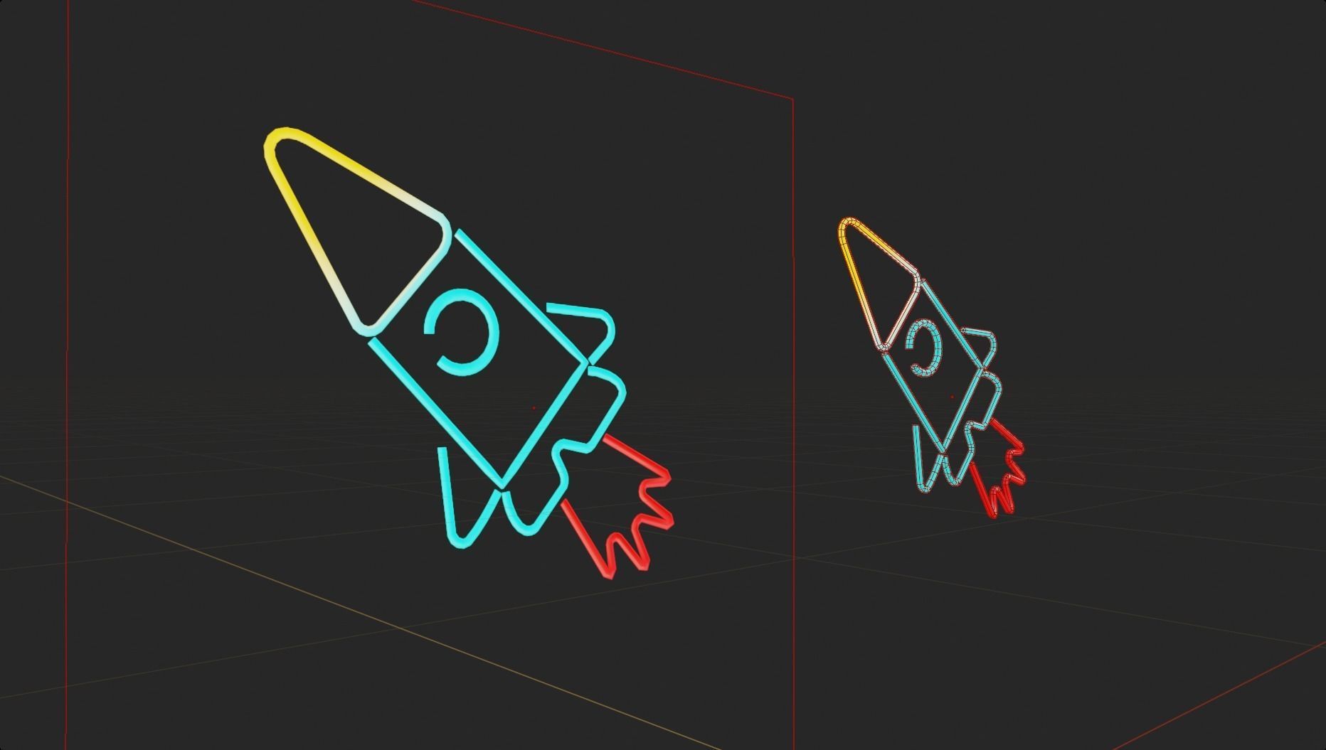 Neon Rocket p3 decoration Low-poly 3D model_5