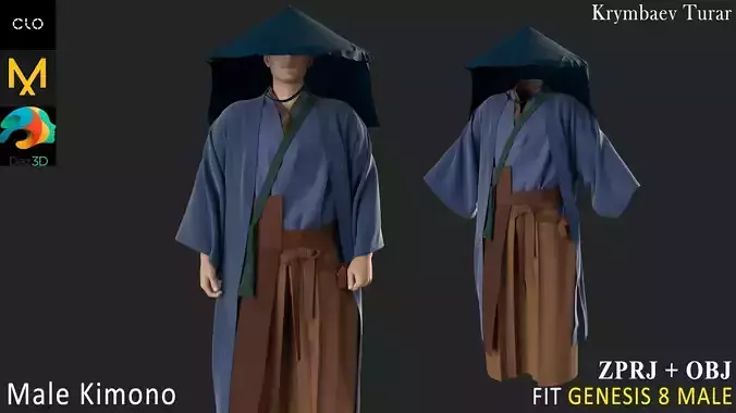Male Kimono Marvelous Designer project 