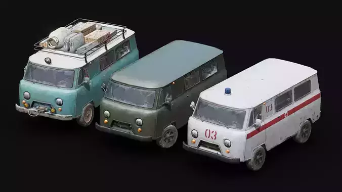 Soviet Van Low-poly 3D model