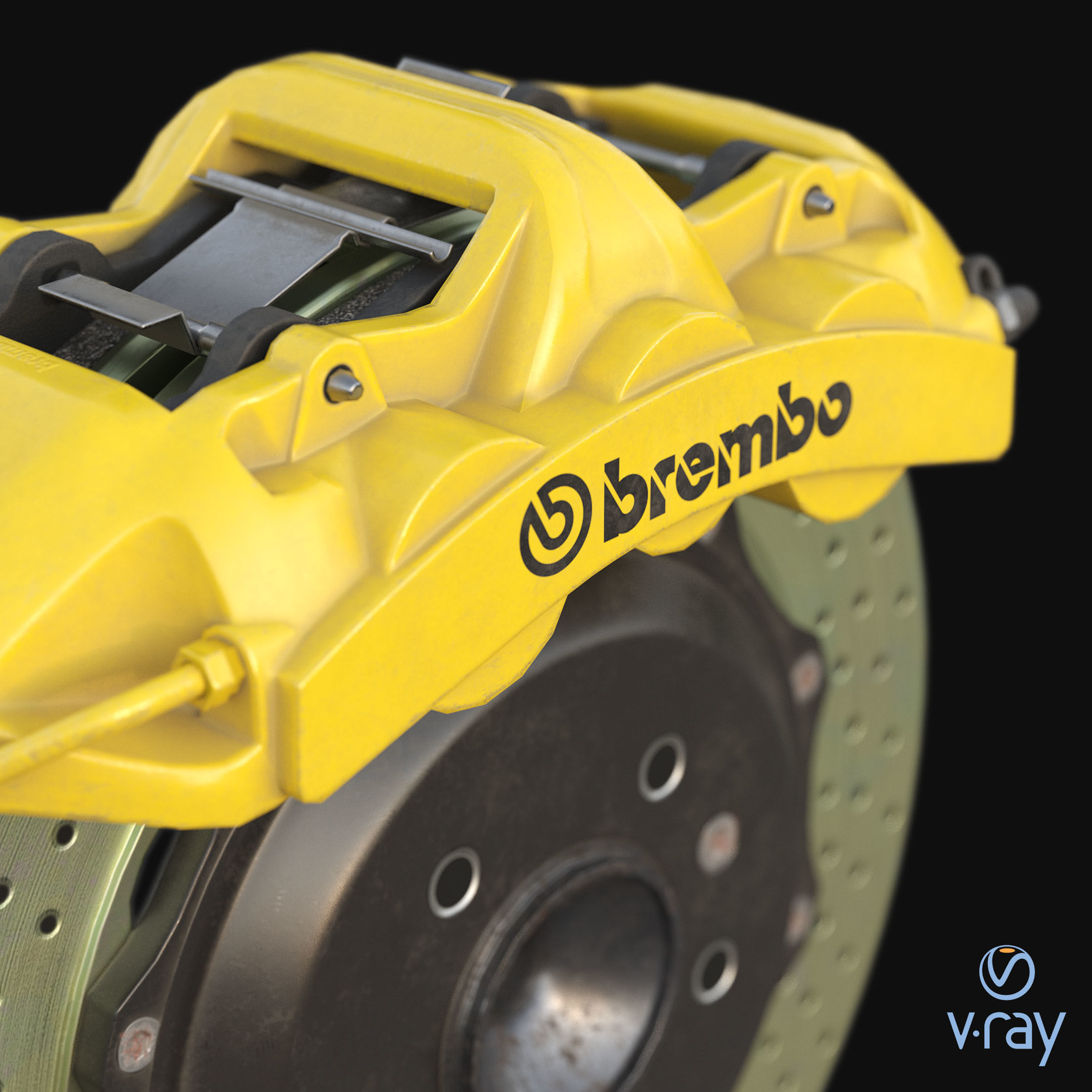 Brakes Brembo 6 Pots Low Poly Low-poly 3D model_9
