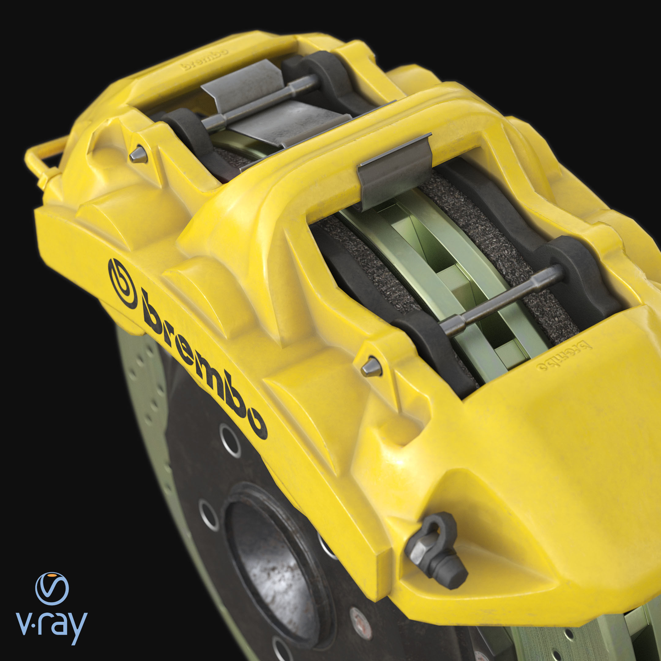 Brakes Brembo 6 Pots Low Poly Low-poly 3D model_8