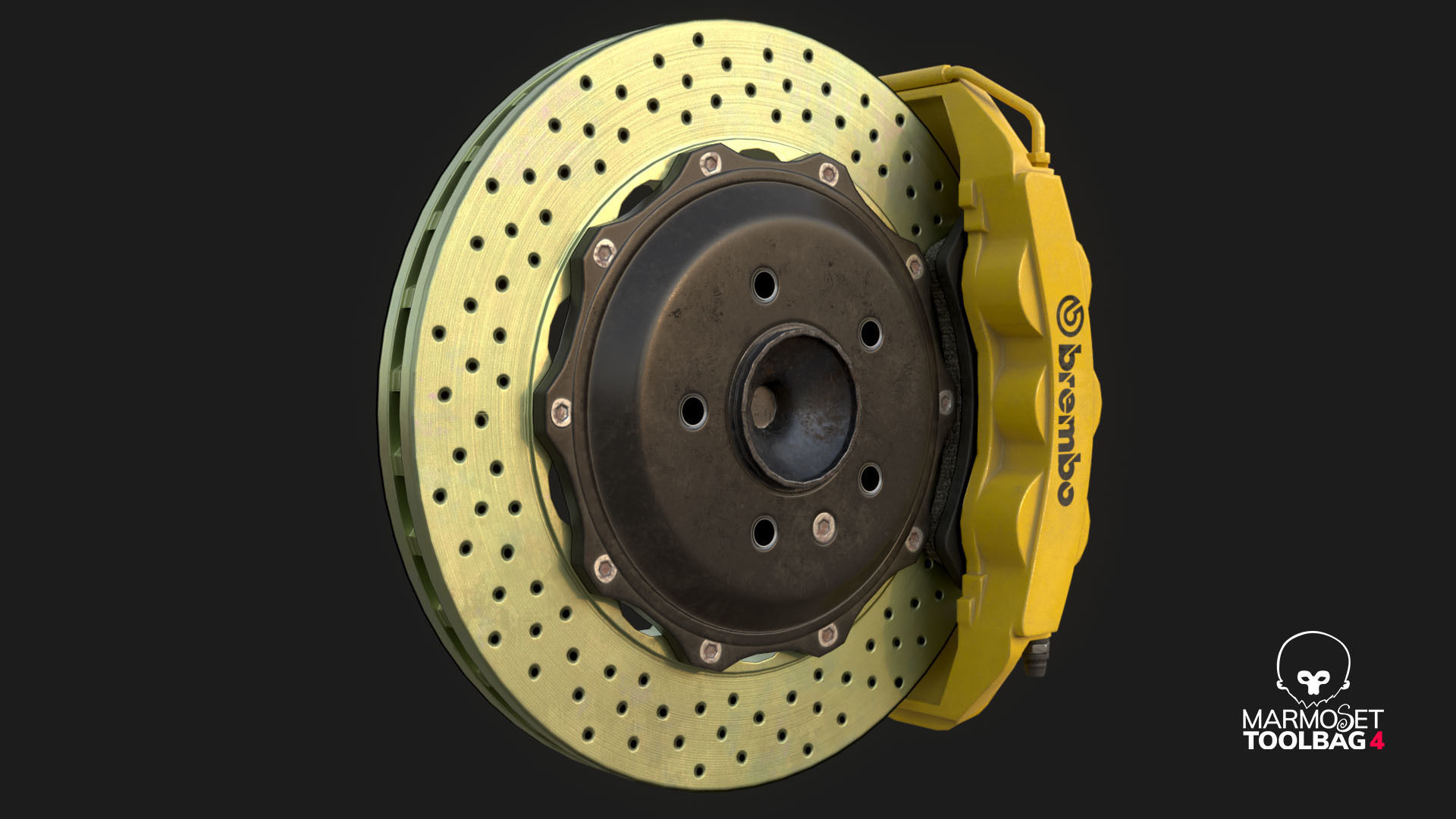 Brakes Brembo 6 Pots Low Poly Low-poly 3D model_6