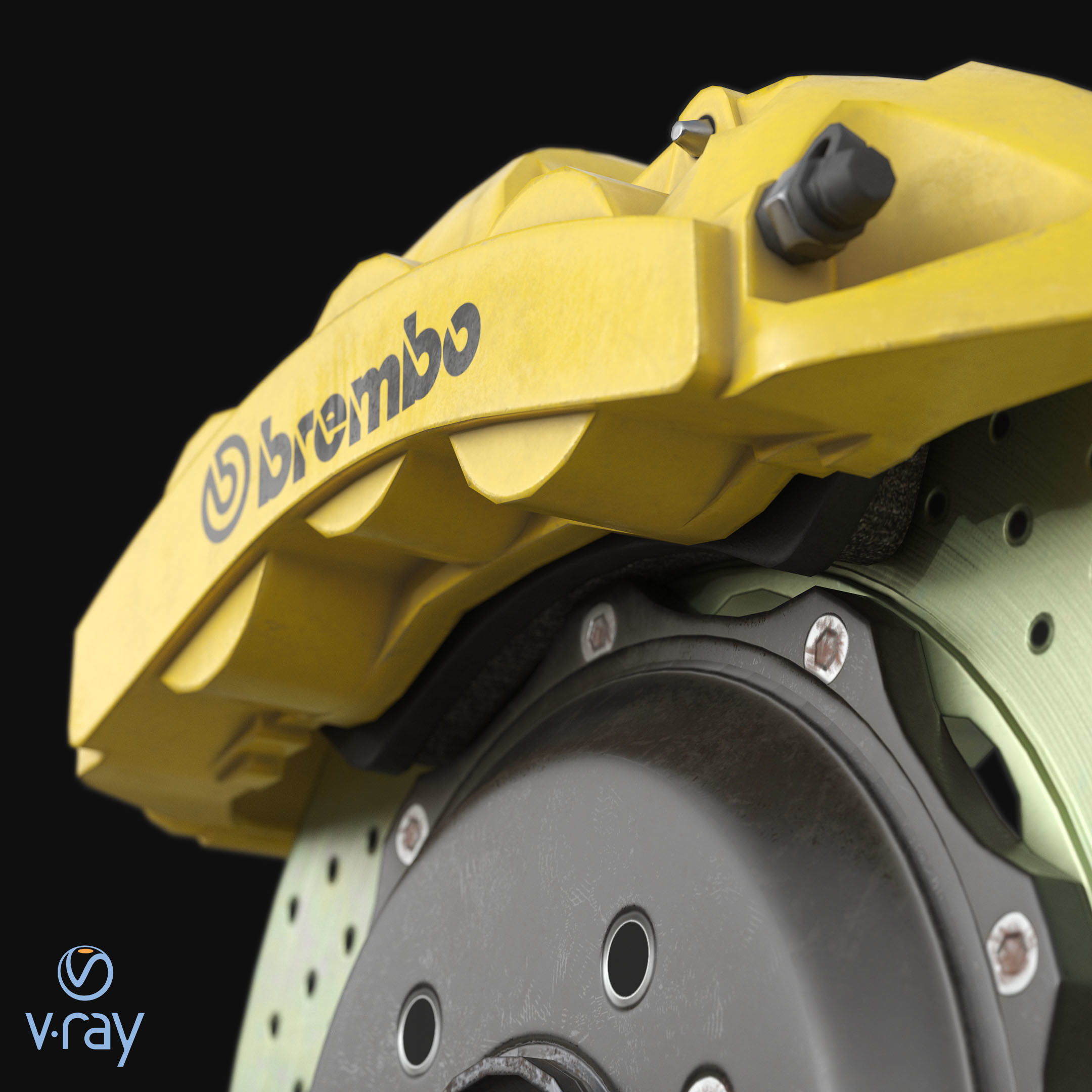 Brakes Brembo 6 Pots Low Poly Low-poly 3D model_10