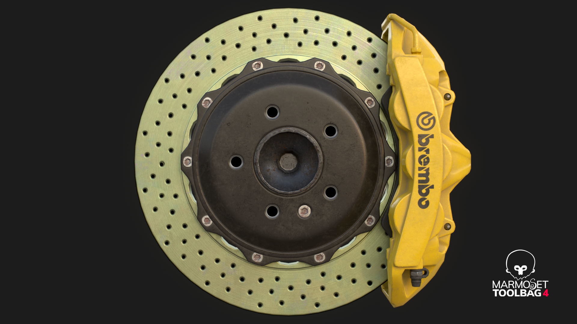 Brakes Brembo 6 Pots Low Poly Low-poly 3D model_5