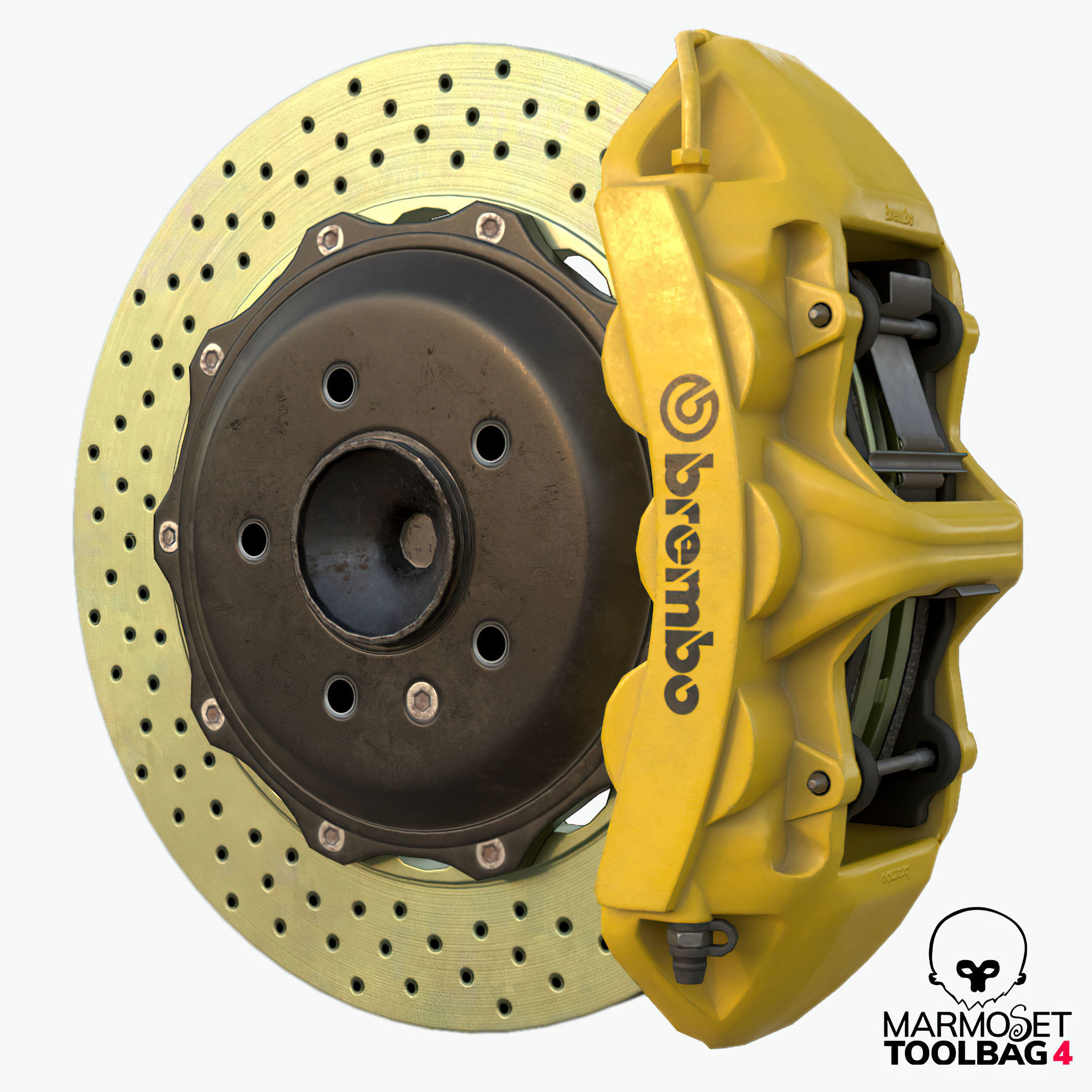 Brakes Brembo 6 Pots Low Poly Low-poly 3D model_4