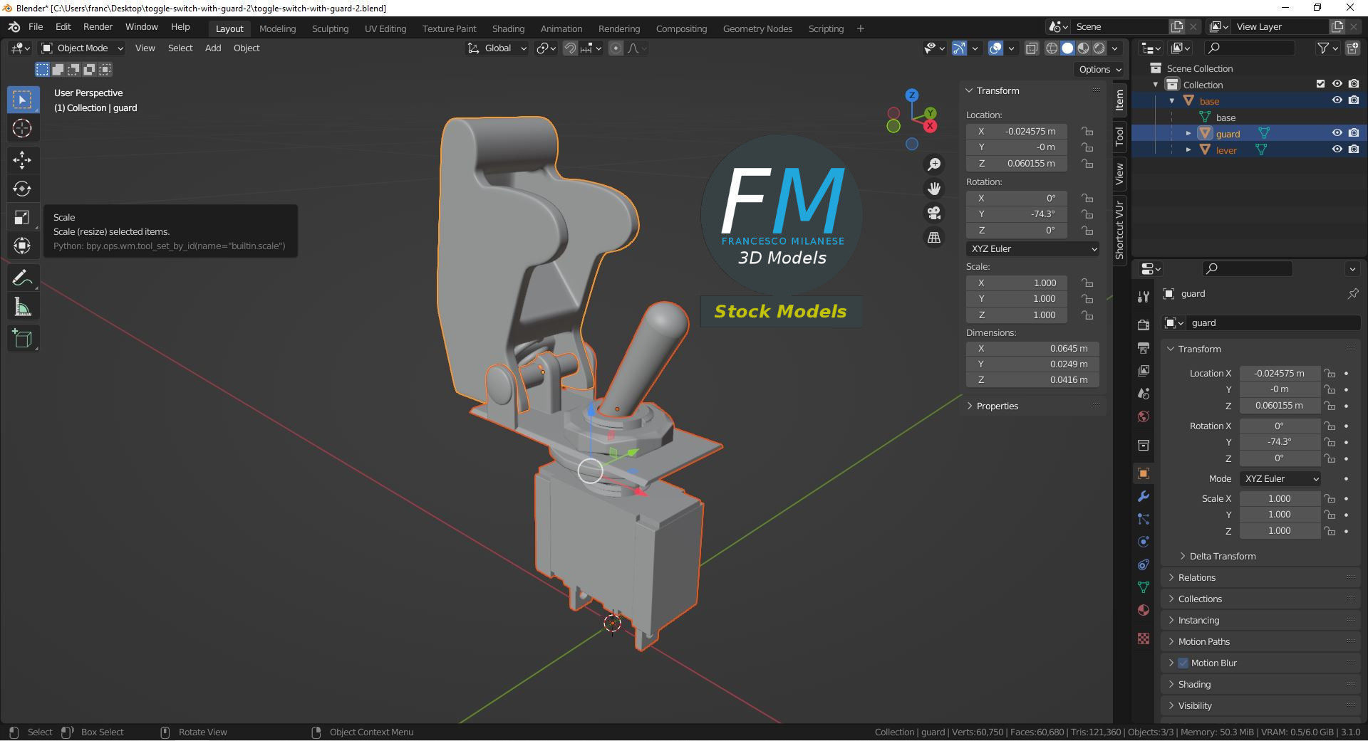 Toggle switch with guard 2 3D model_9