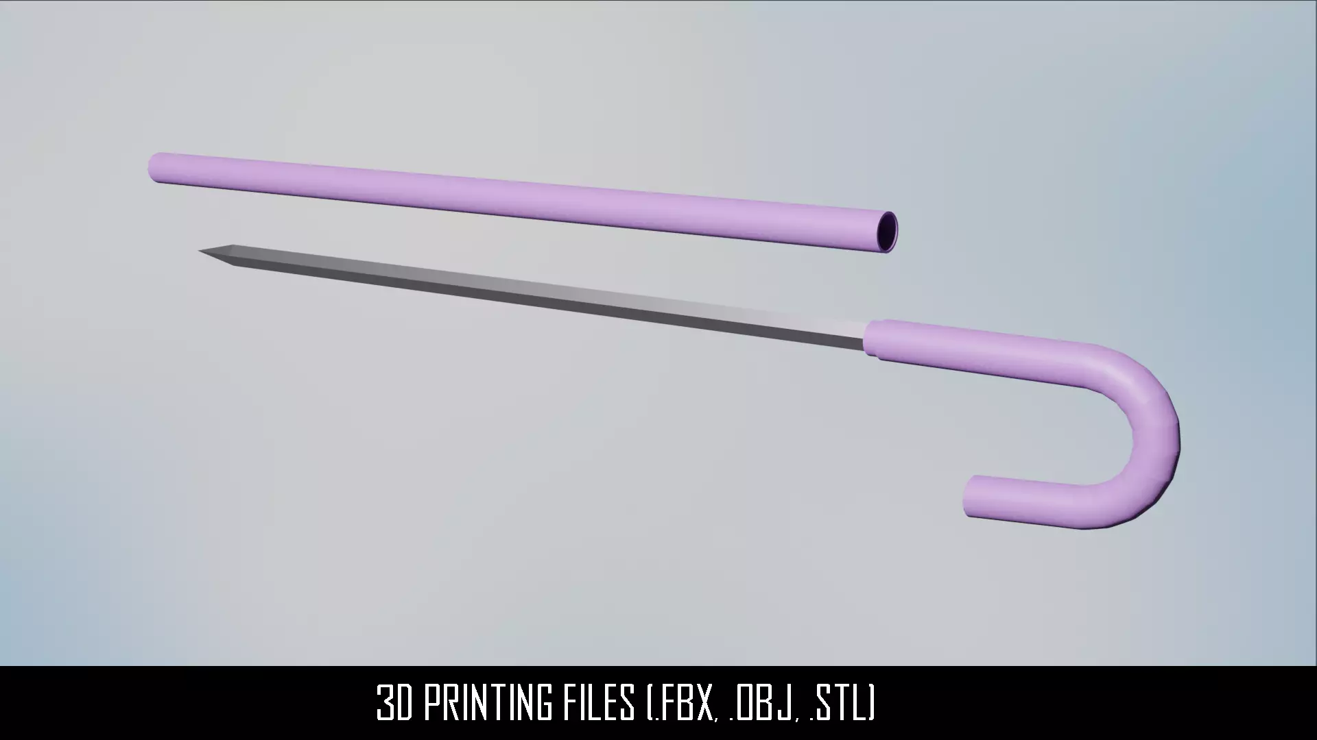 One Piece - Brooks Soul Solid sword cane 3D print model_0