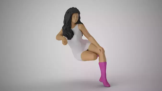 Girl Sitting and Leaning her Arm 3D print model