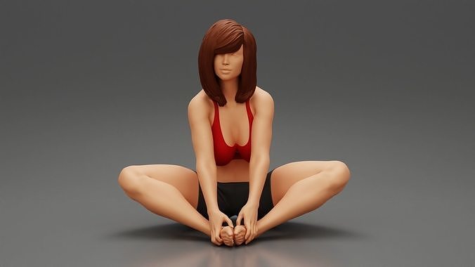Woman Practicing Yoga Doing Butterfly Exercise Baddha Konasana 3D print model