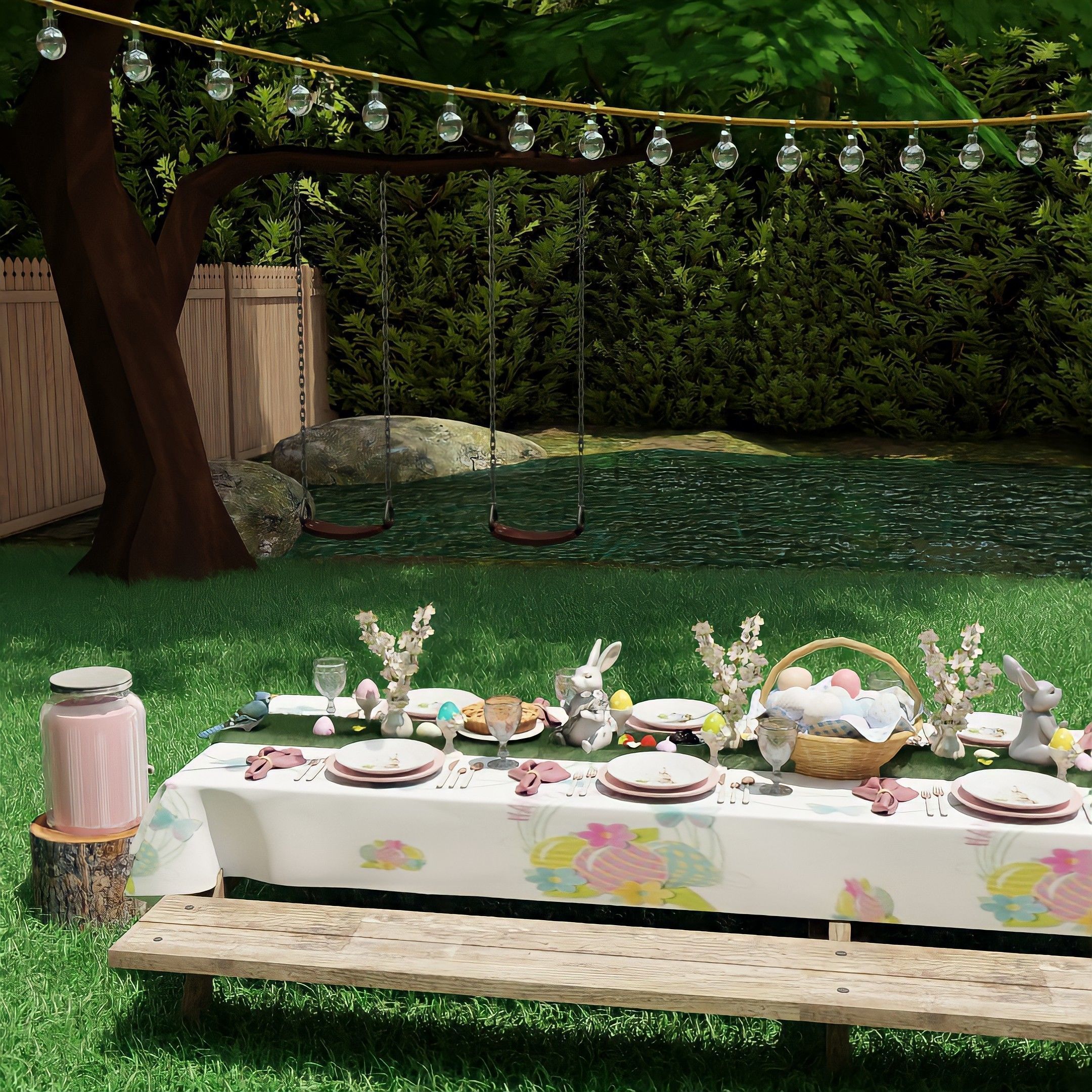 Easter Picnic and Photo Backdrop Blender Scene Free 3D model_3