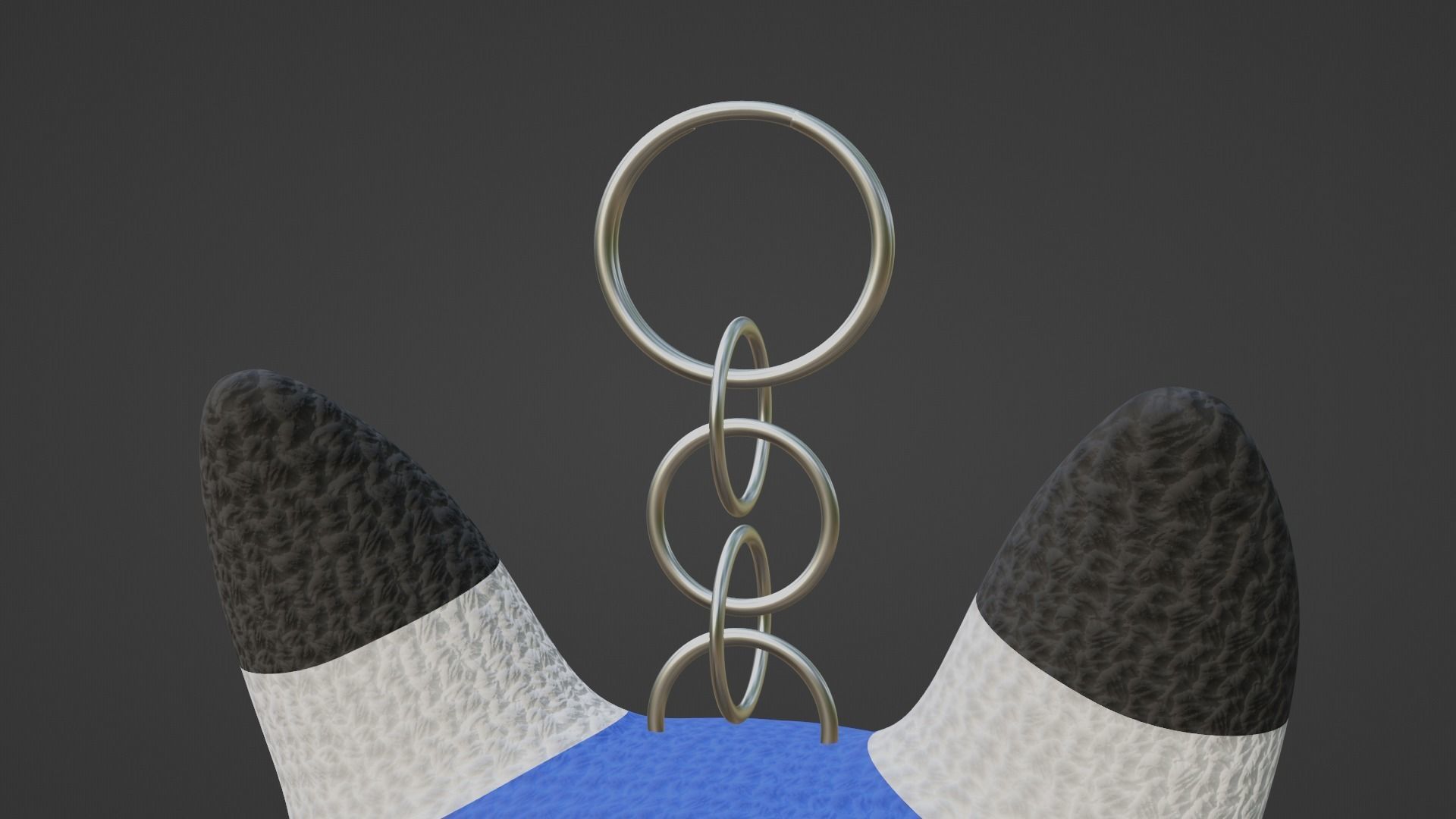 Keychain Fox - Blue and White 3D model_1