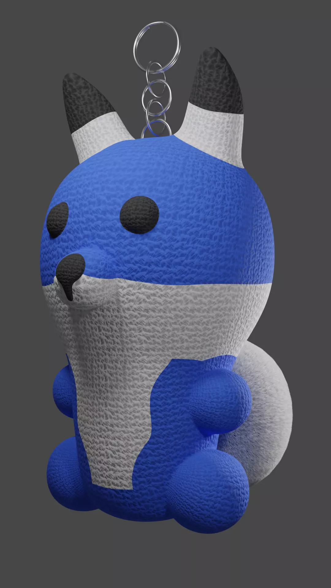 Keychain Fox - Blue and White 3D model_0