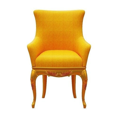 Armchair gold chair with floral pattern 3D model