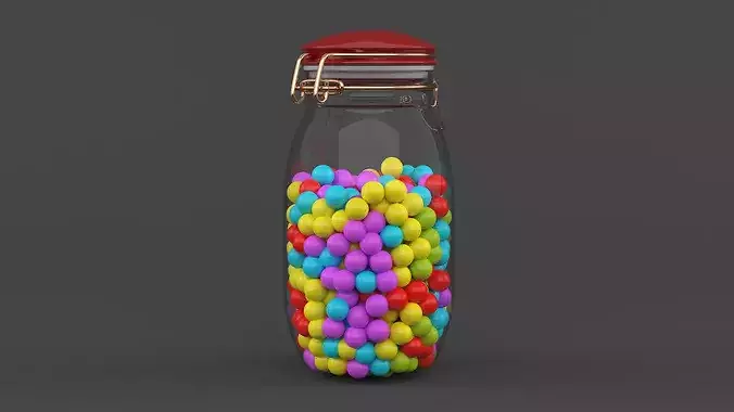 Jar with Jelly Beans 3D model 4
