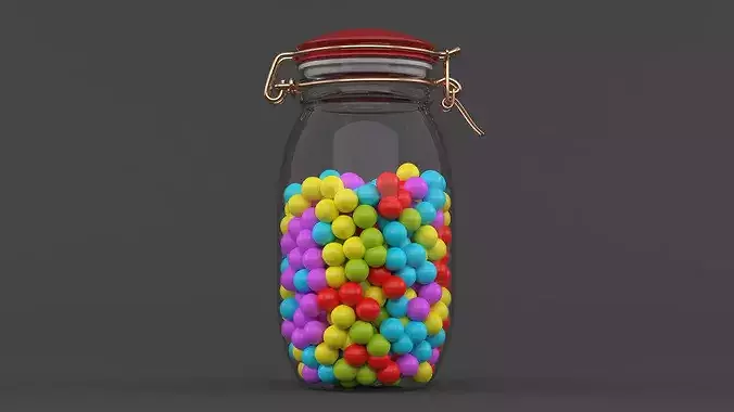 Jar with Jelly Beans 3D model 3