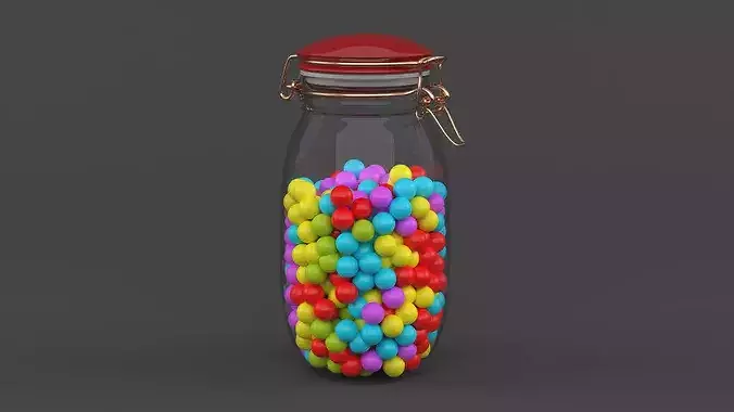 Jar with Jelly Beans 3D model 2