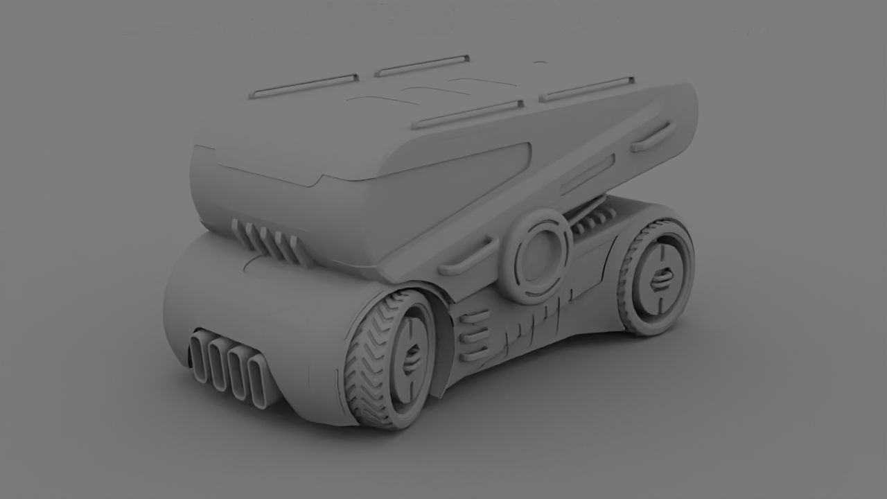 Sci-fi Truck rigged vehicle 3D model_9