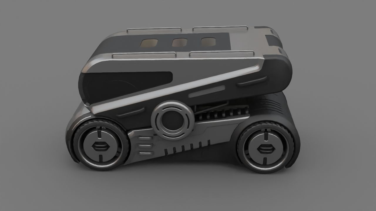 Sci-fi Truck rigged vehicle 3D model_5