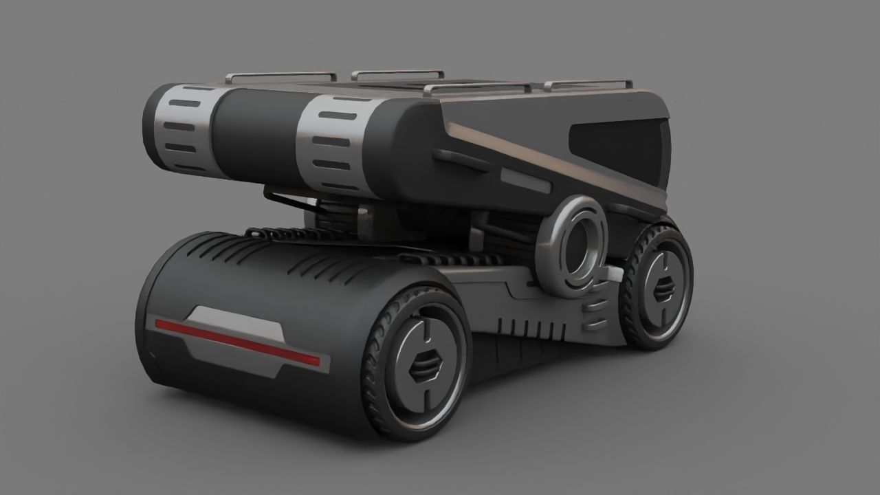 Sci-fi Truck rigged vehicle 3D model_7