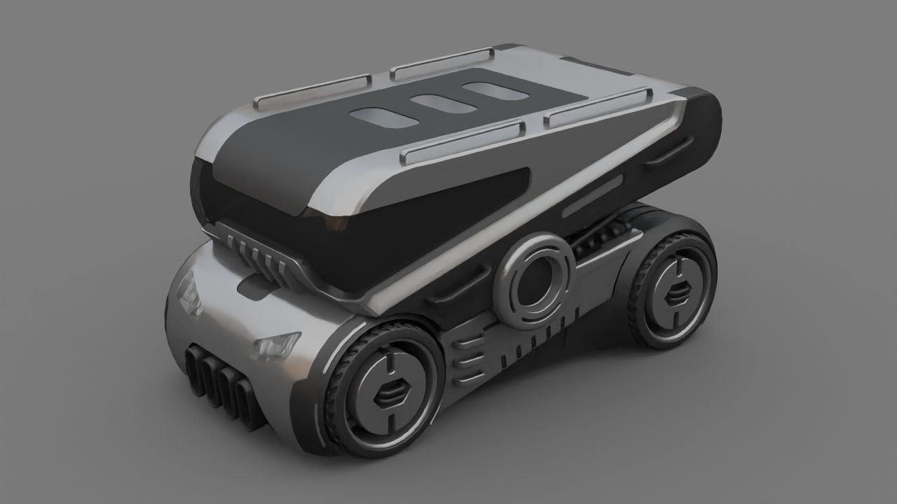 Sci-fi Truck rigged vehicle 3D model_4
