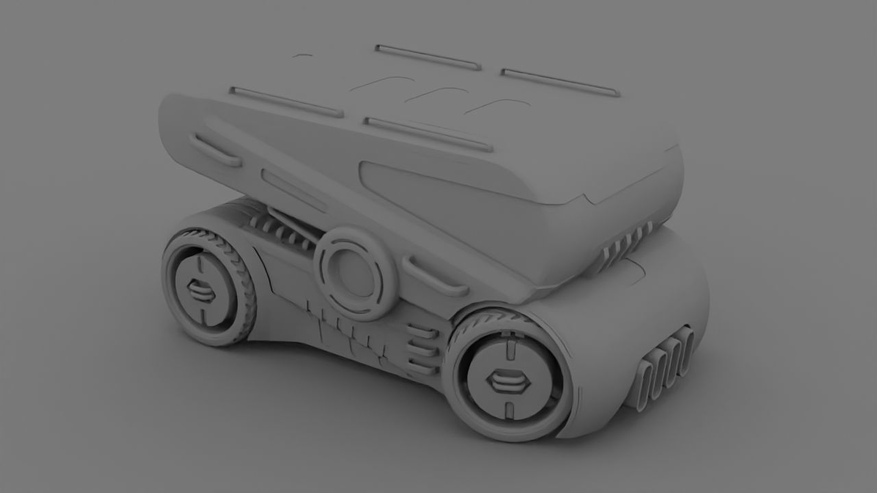Sci-fi Truck rigged vehicle 3D model_10