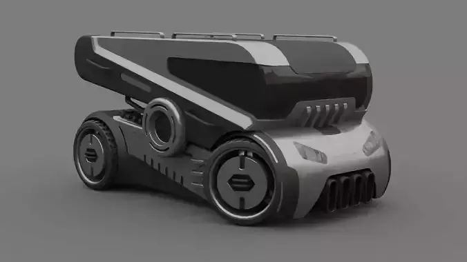 Sci-fi Truck rigged vehicle 3D model