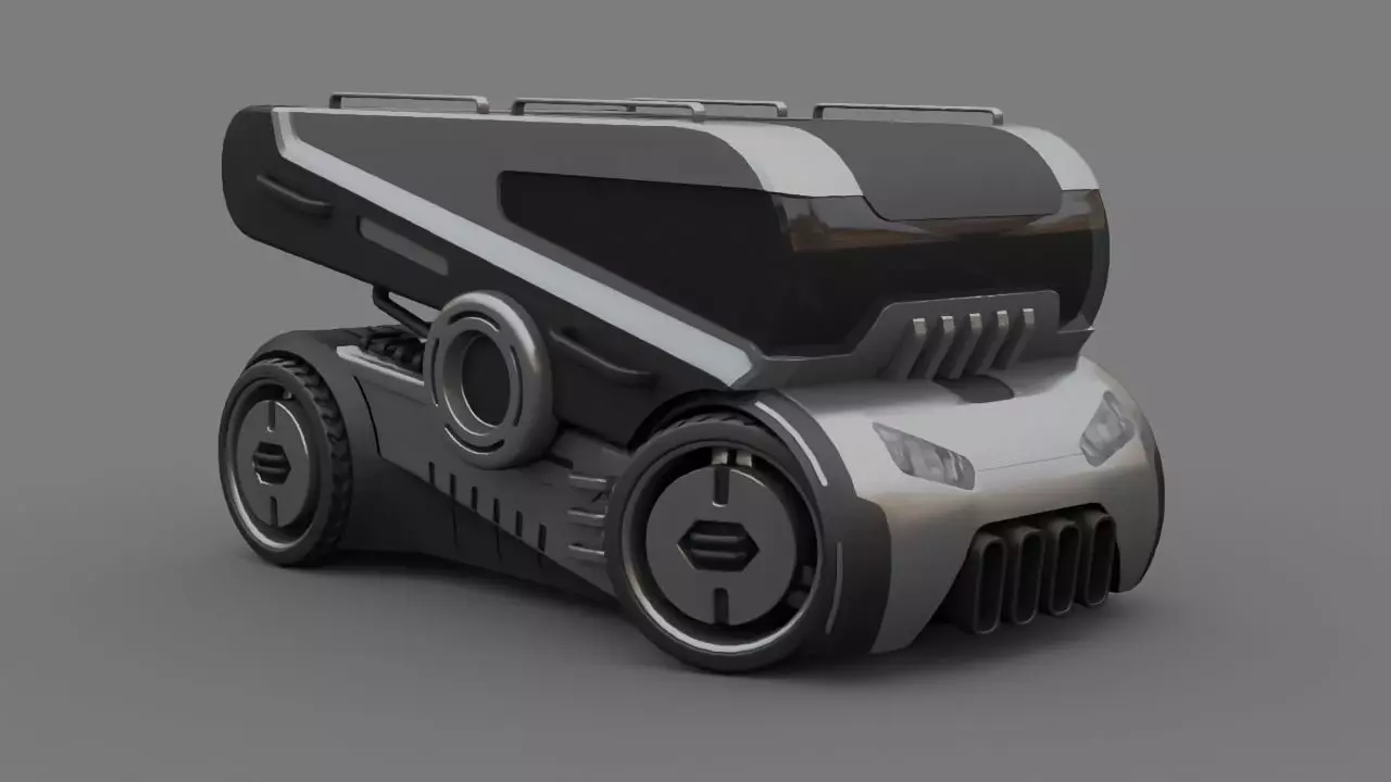 Sci-fi Truck rigged vehicle 3D model_0