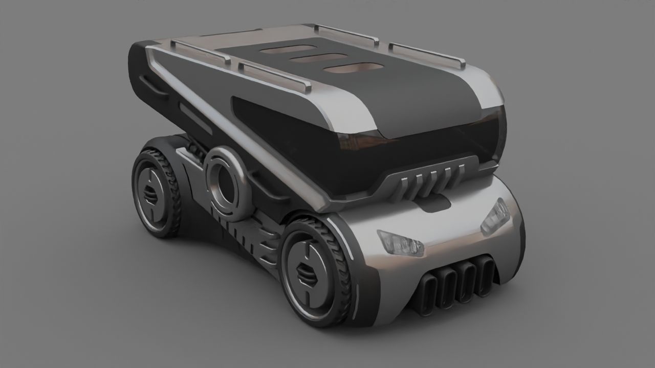 Sci-fi Truck rigged vehicle 3D model_1