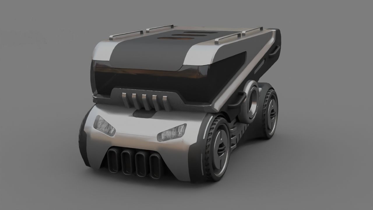 Sci-fi Truck rigged vehicle 3D model_3